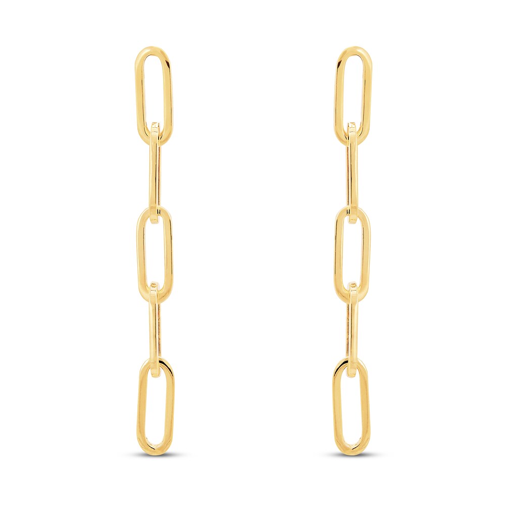 Italia D\'Oro Paper Clip Chain Earrings 14K Yellow Gold VM29wIKQ