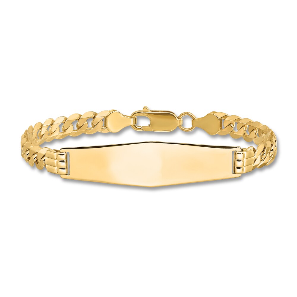 Men's Link ID Bracelet 14K Yellow Gold 10.0mm 8" VMxdYIKl