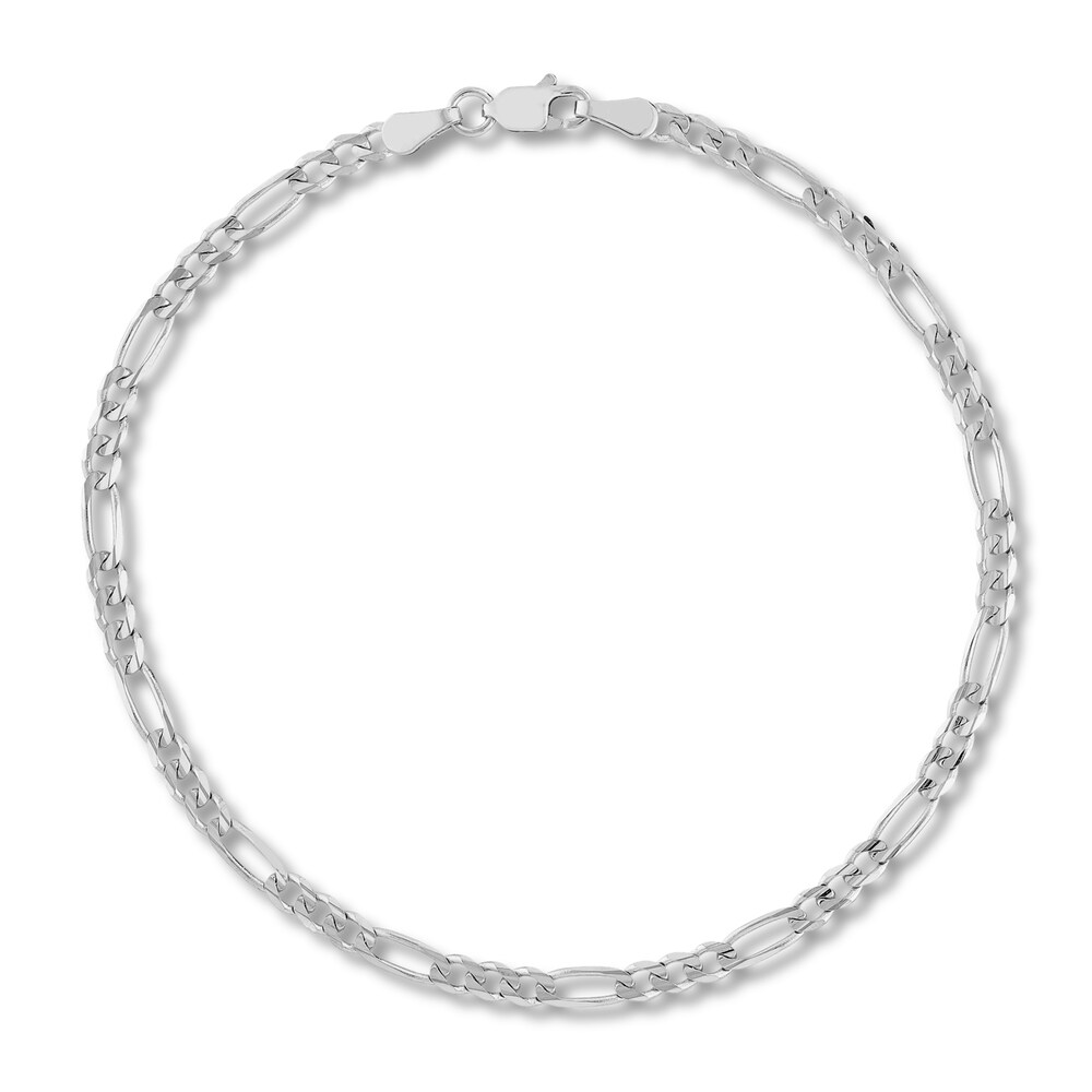 Figaro Chain Bracelet 14K White Gold 8" VQFgm0iA