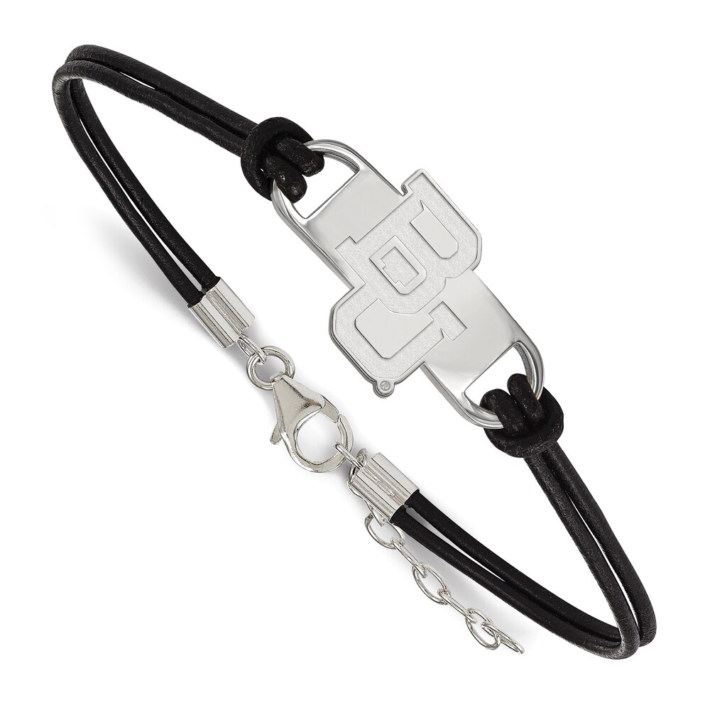 Baylor University Leather Bracelet Sterling Silver 7" VUKu2kIa