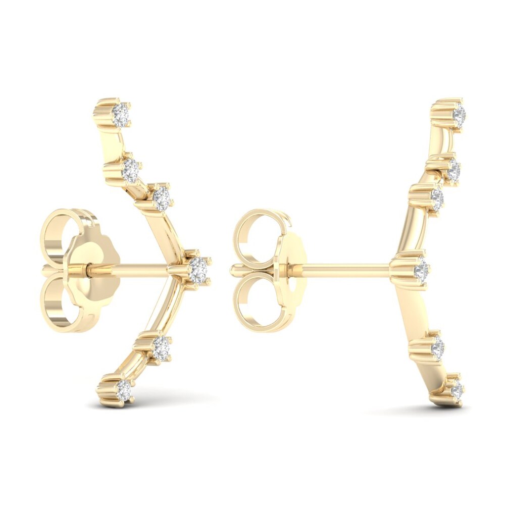 Diamond Libra Constellation Earrings 1/8 ct tw Round 14K Yellow Gold VUM94TGc
