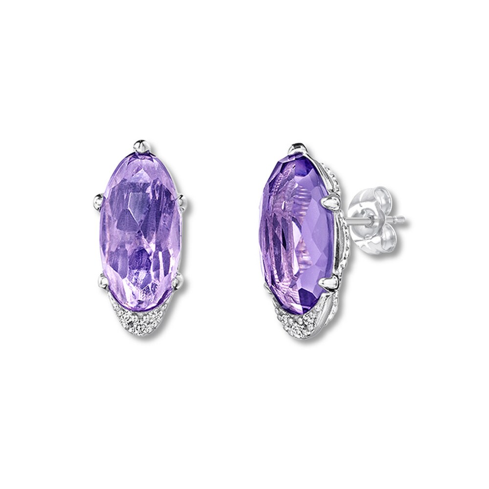 Tacori Amethyst Earrings Diamond Accents Sterling Silver Ve8kANZb