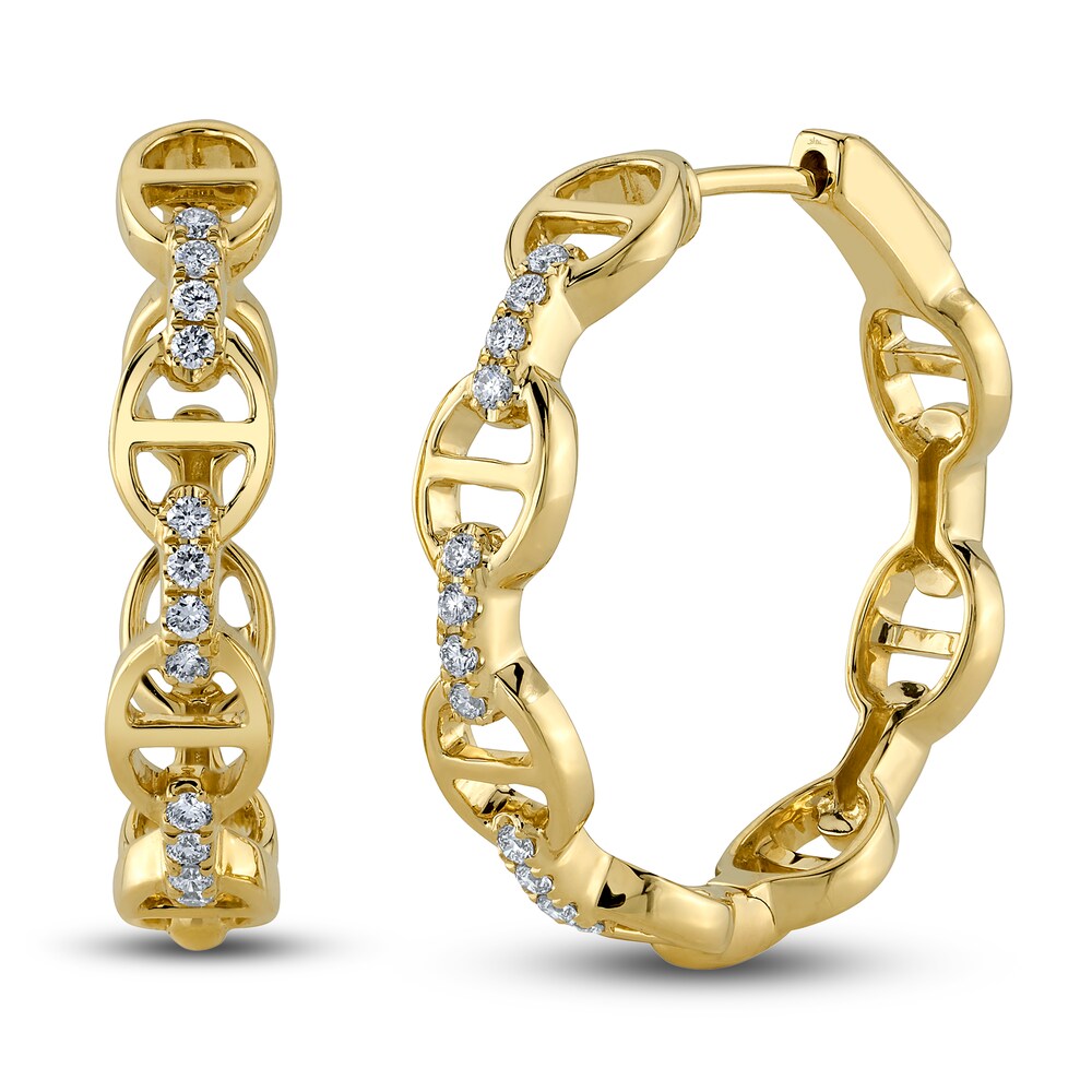 Shy Creation Diamond Hoop Earrings 1/5 ct tw Round 14K Yellow Gold SC55024125D1.00 VgE1I9O2