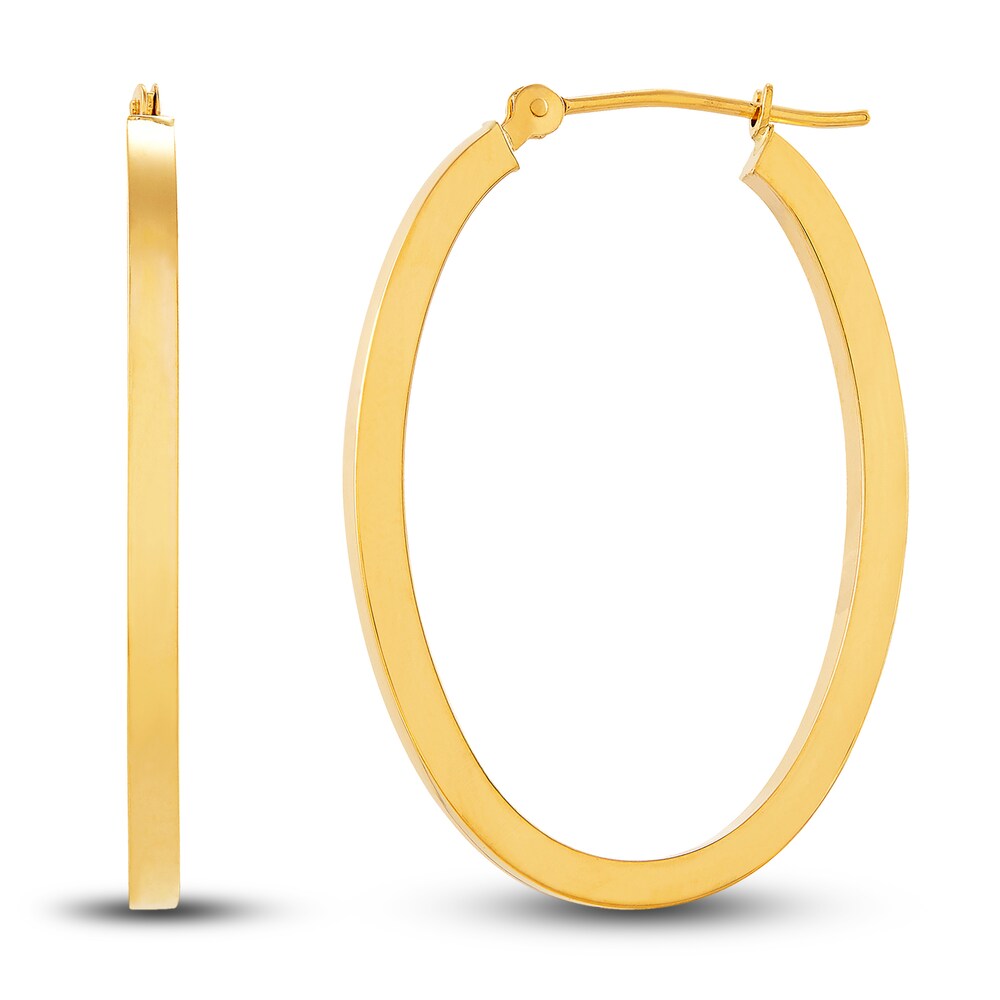 Polished Square Tube Hoop Earrings 14K Yellow Gold VjDKhgbf