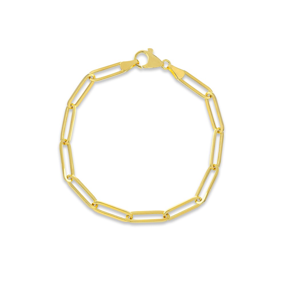 Paper Clip Chain Bracelet 14K Yellow Gold 8" VkrU13Mt