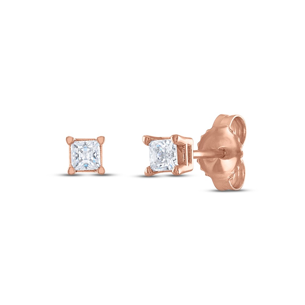 Diamond Solitaire Stud Earrings 1/3 ct tw Princess 14K Rose Gold (I2/I) VoaDvWgU