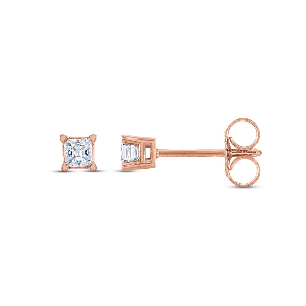 Diamond Solitaire Stud Earrings 1/3 ct tw Princess 14K Rose Gold (I2/I) VoaDvWgU