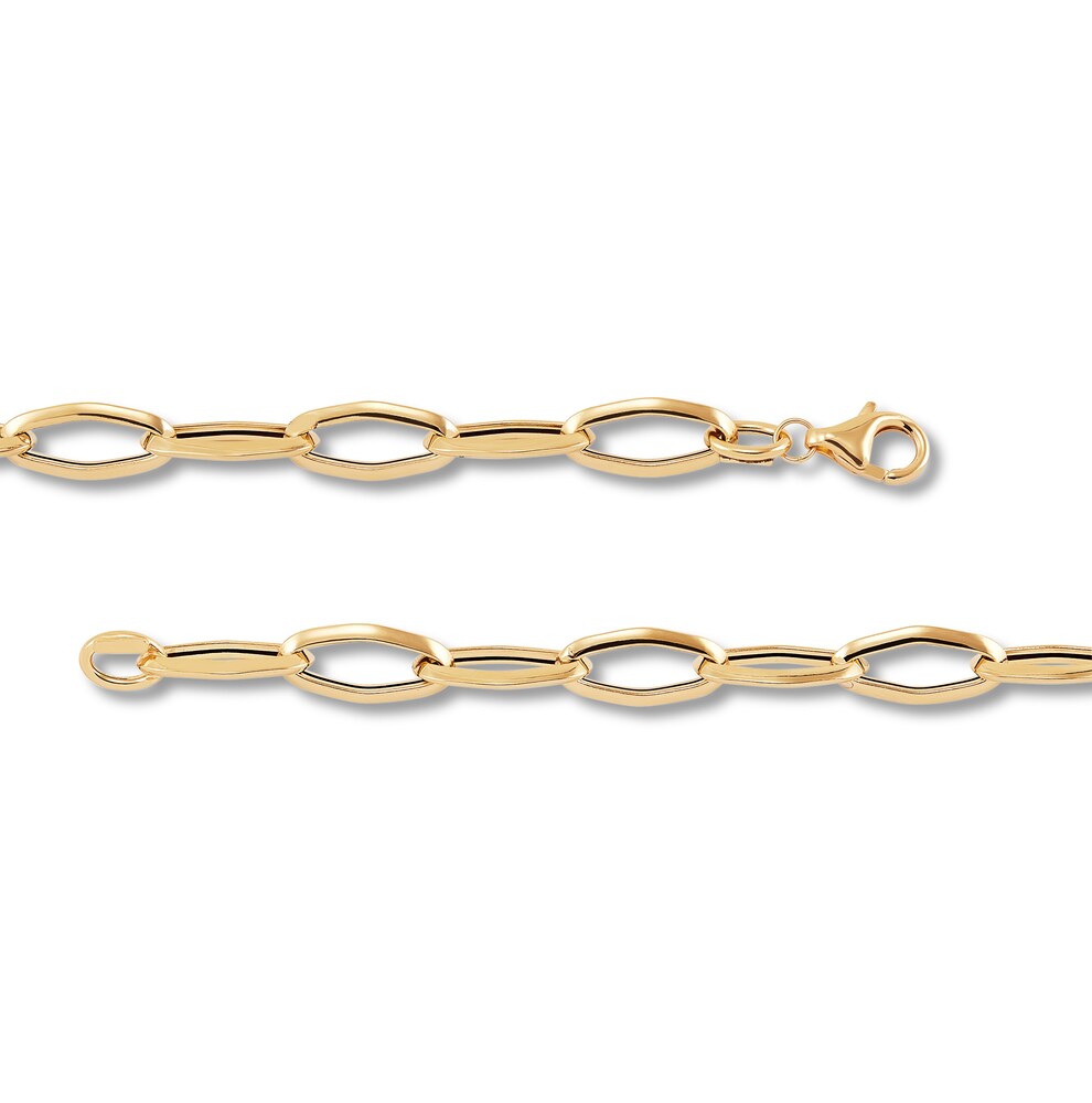 Italia D\'Oro Elongated Link Bracelet 14K Yellow Gold 7.5\" VomSSrni