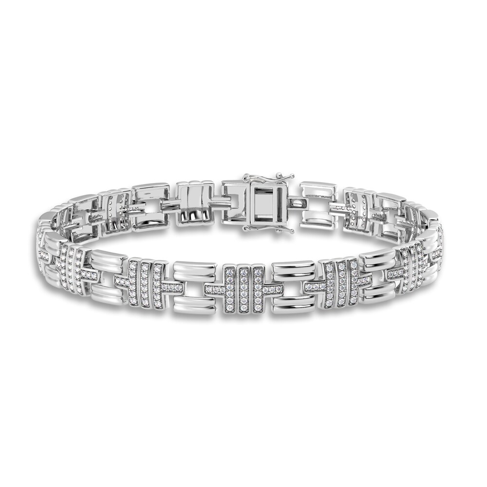 Men's Diamond Bracelet 1 ct tw Round 14K White Gold 8.5" VqetwFs5