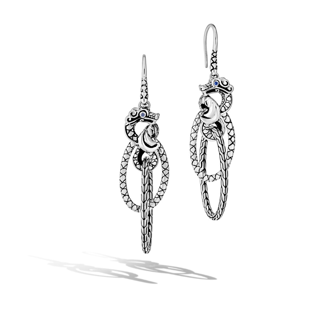 John Hardy Legends Naga Drop Earrings Natural Blue Sapphire Sterling Silver Vt9XSvrg