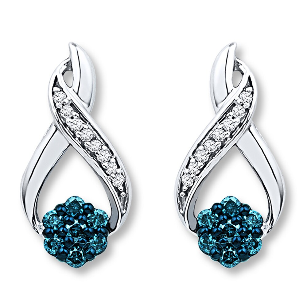 Diamond Earrings 1/5 ct tw Blue/White 10K White Gold VvrAWA8t