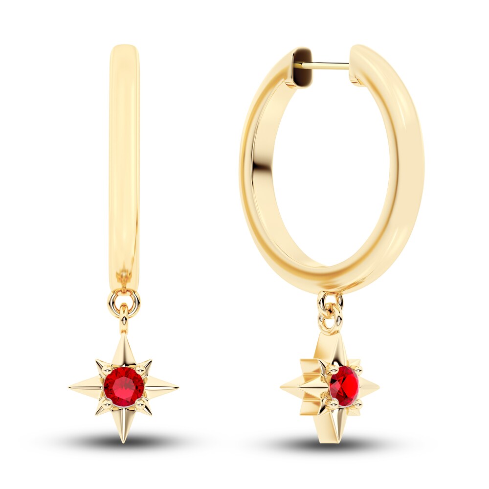 Juliette Maison Natural Ruby Starburst Hoops 10K Yellow Gold VzGdBcdw