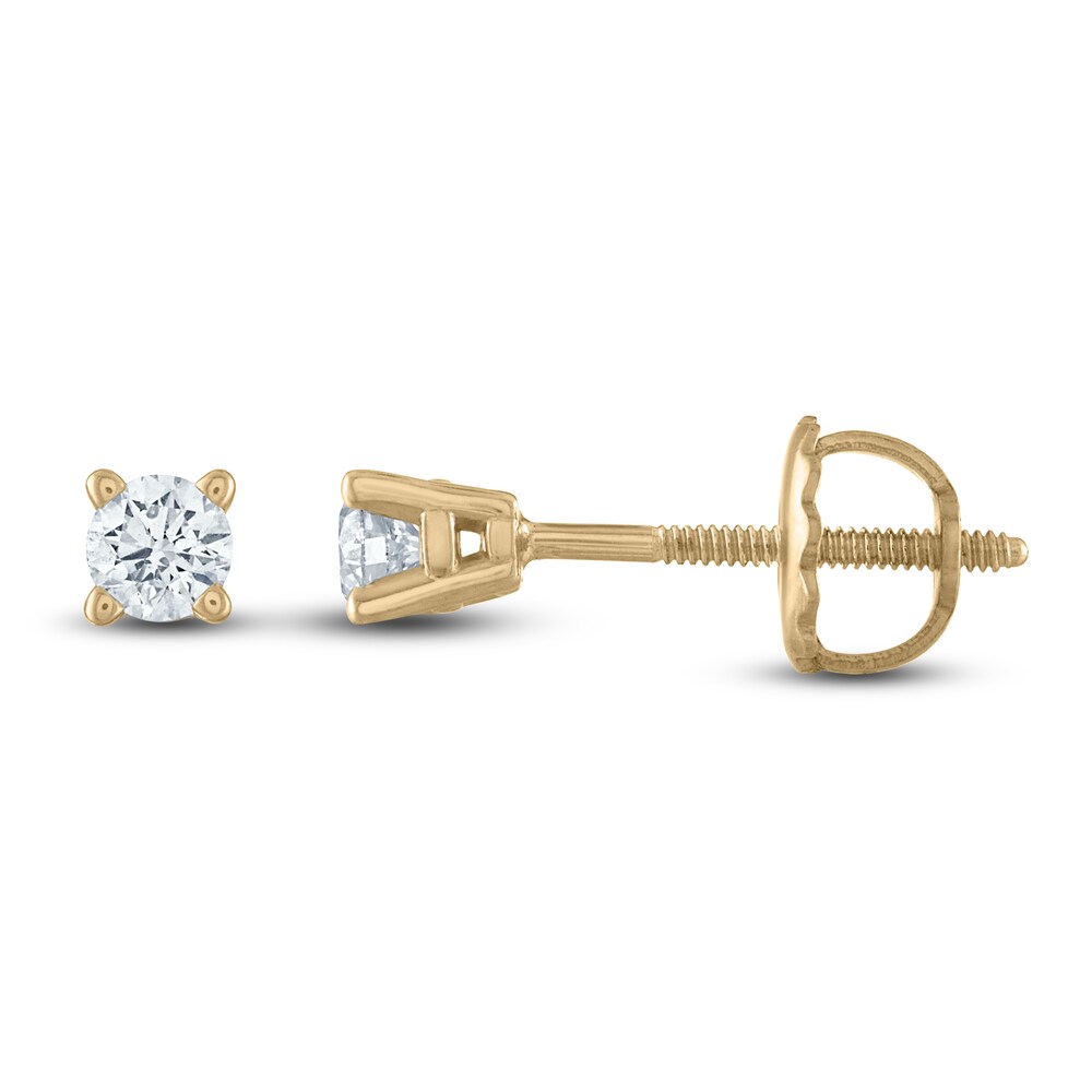 Certified Diamond Solitaire Stud Earrings 1/3 ct tw Round 14K Yellow Gold (I/I1) VzkRR00Q
