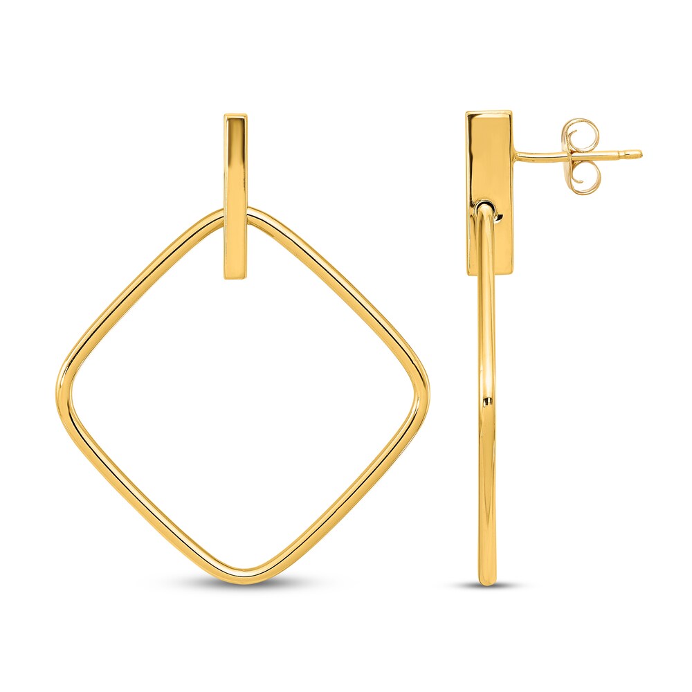 Square Post Dangle Earrings 14K Yellow Gold W2KYaL32