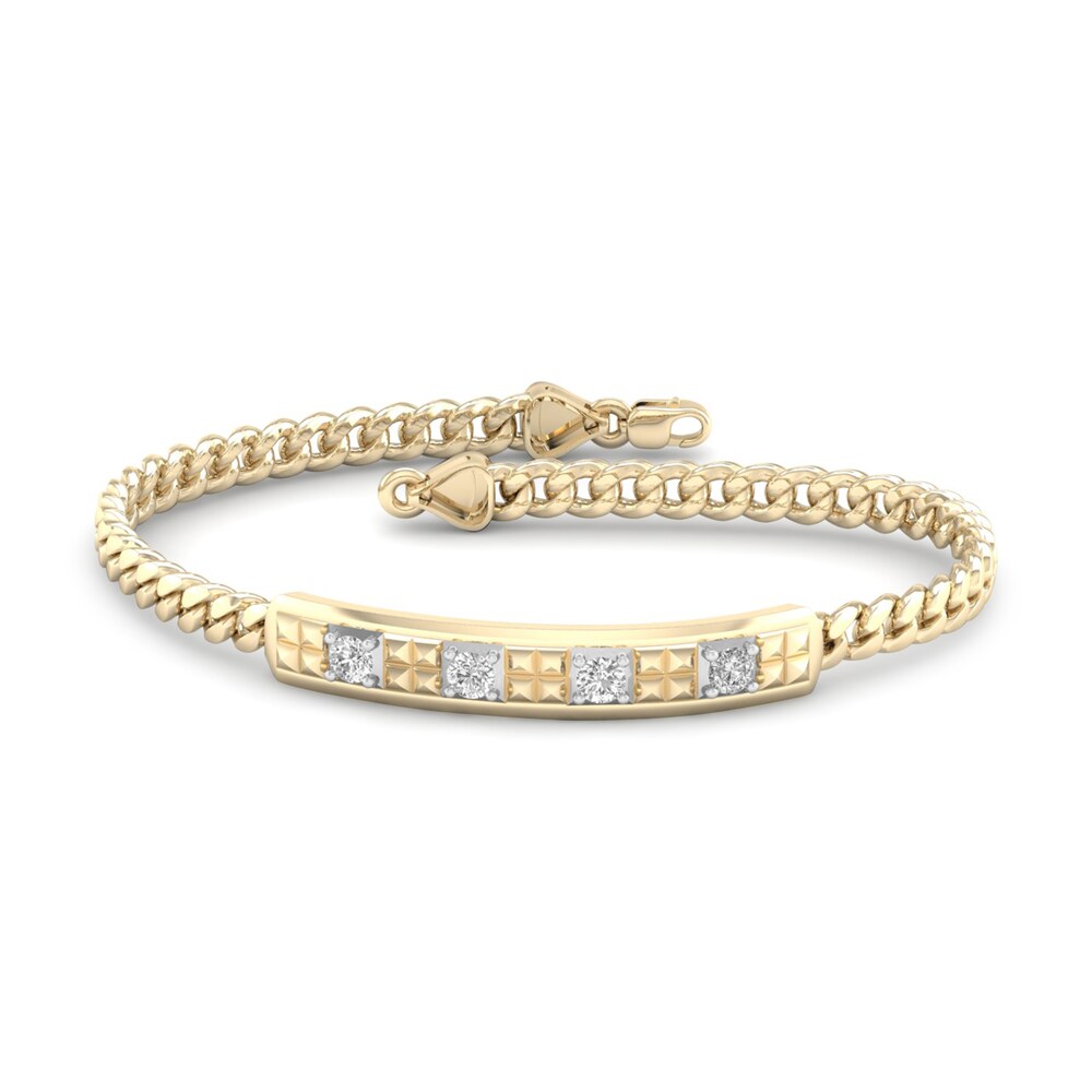 Men's Lab-Created Diamond Bracelet 2 ct tw Round 14K Yellow Gold 8.5" W2MHLB3W