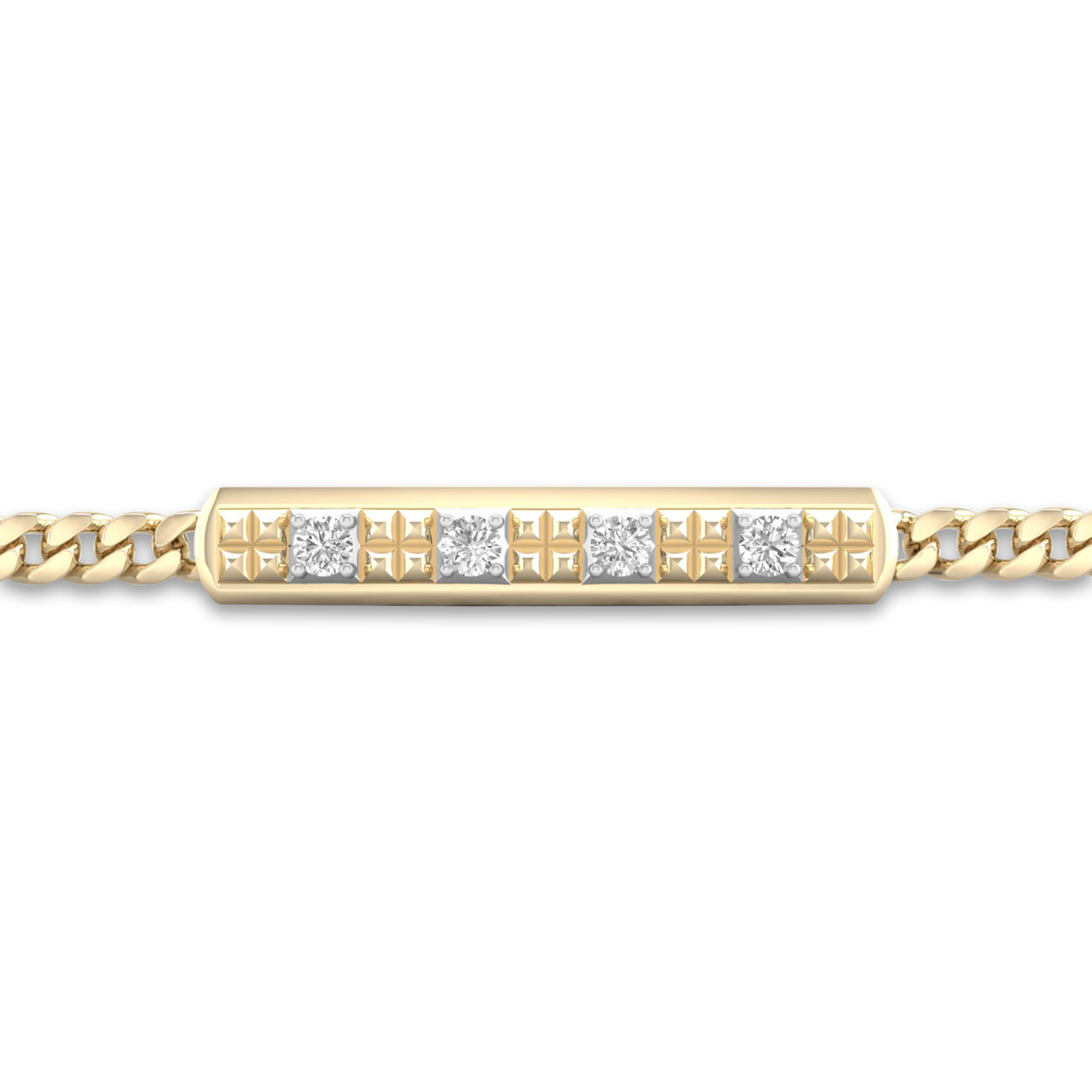 Men\'s Lab-Created Diamond Bracelet 2 ct tw Round 14K Yellow Gold 8.5\" W2MHLB3W