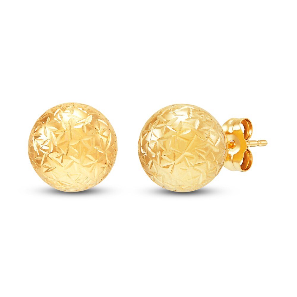 Diamond-Cut Ball Stud Earrings 14K Yellow Gold W7GJZpFW