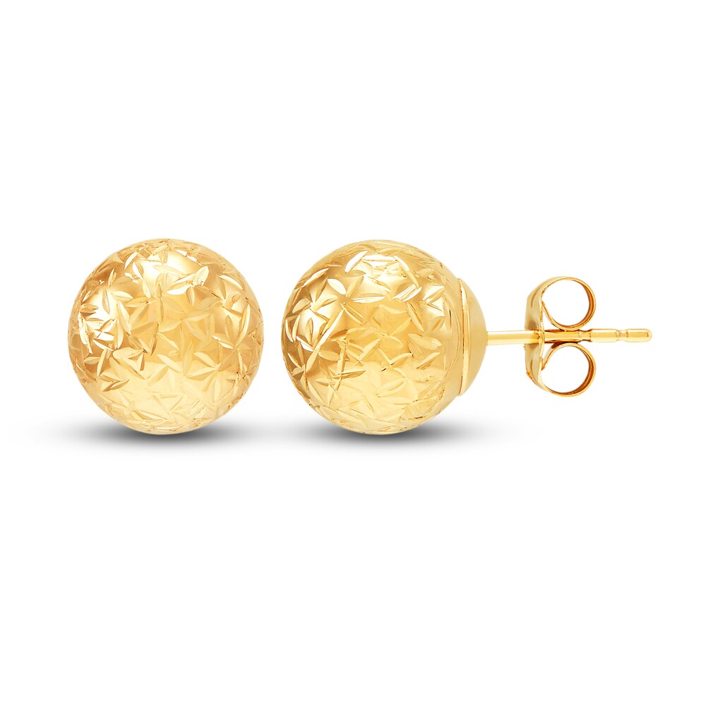 Diamond-Cut Ball Stud Earrings 14K Yellow Gold W7GJZpFW