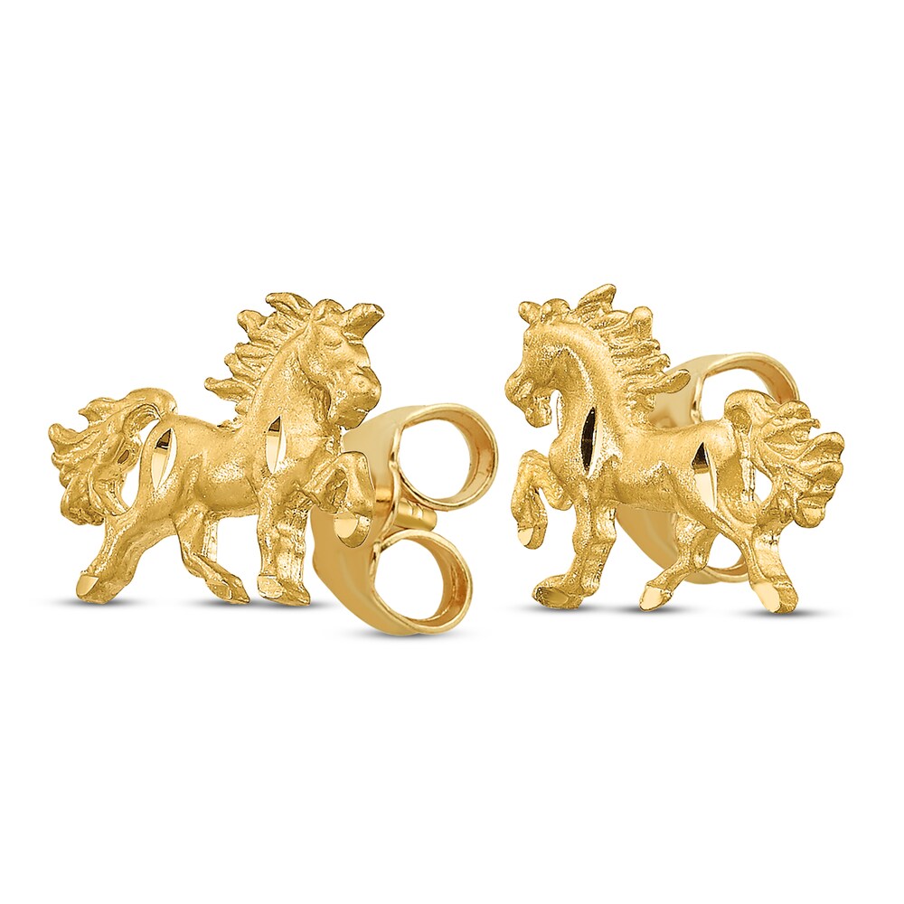 Diamond-cut Unicorn Post Earrings 14K Yellow Gold W7JARIpr
