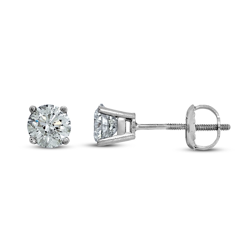 Certified Diamond Solitaire Earrings 1/4 ct tw Round 14K White Gold (I1/I) W9mU4DFA