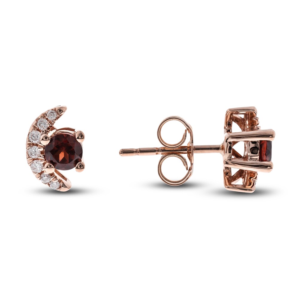 Natural Garnet Earrings 1/15 ct tw Diamonds 14K Rose Gold WA2BUKRX