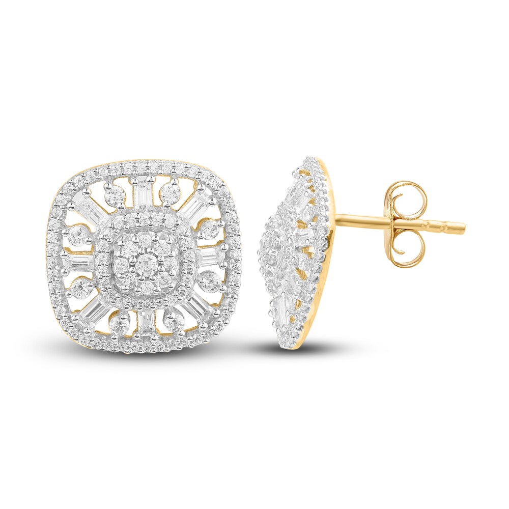 Diamond Stud Earrings 3/4 ct tw Round 14K Yellow Gold WESdJIyF