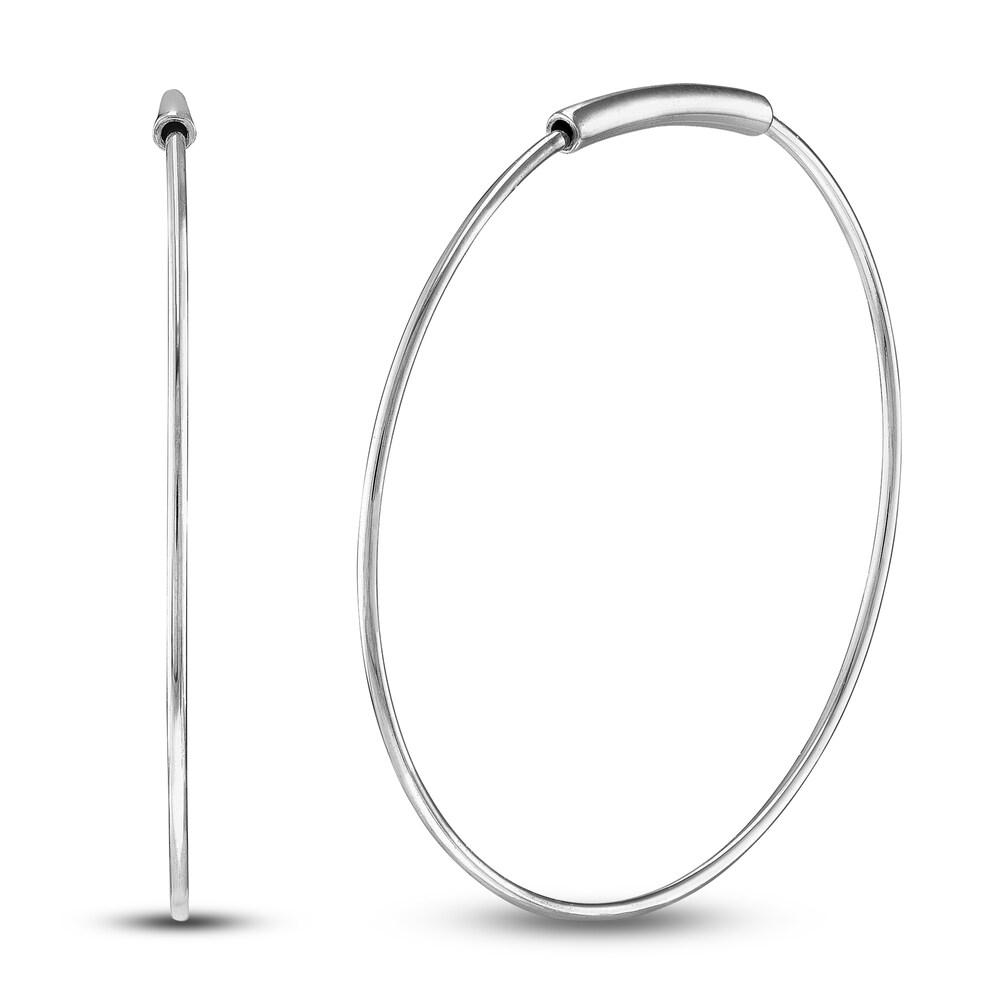 Round Endless Hoop Earrings 14K White Gold 25mm WI6cipnh
