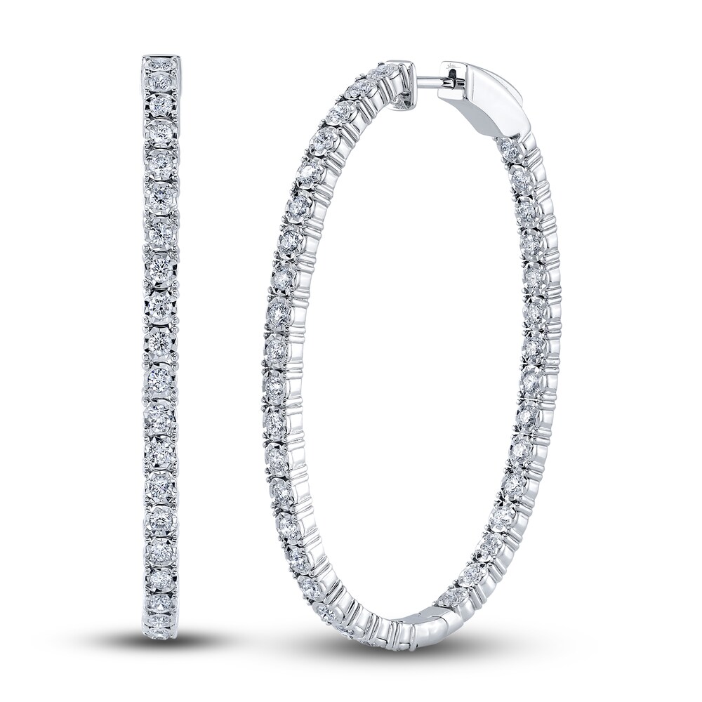 Shy Creation Diamond Oval Hoop Earrings 2 ct tw Round 14K White Gold SC55008121 WK1TjcrJ