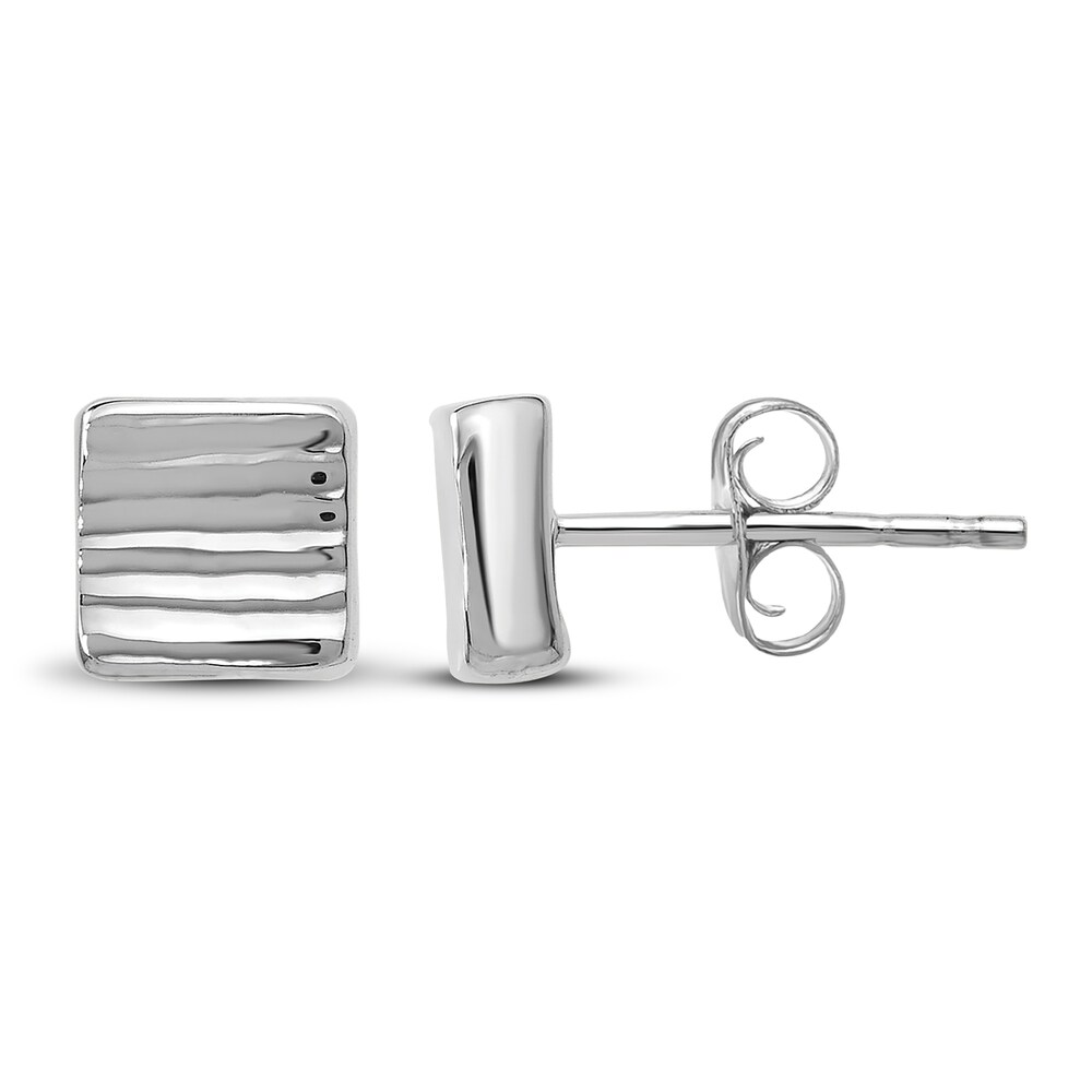 Square Stud Earrings 14K White Gold WKD3ZzZ4