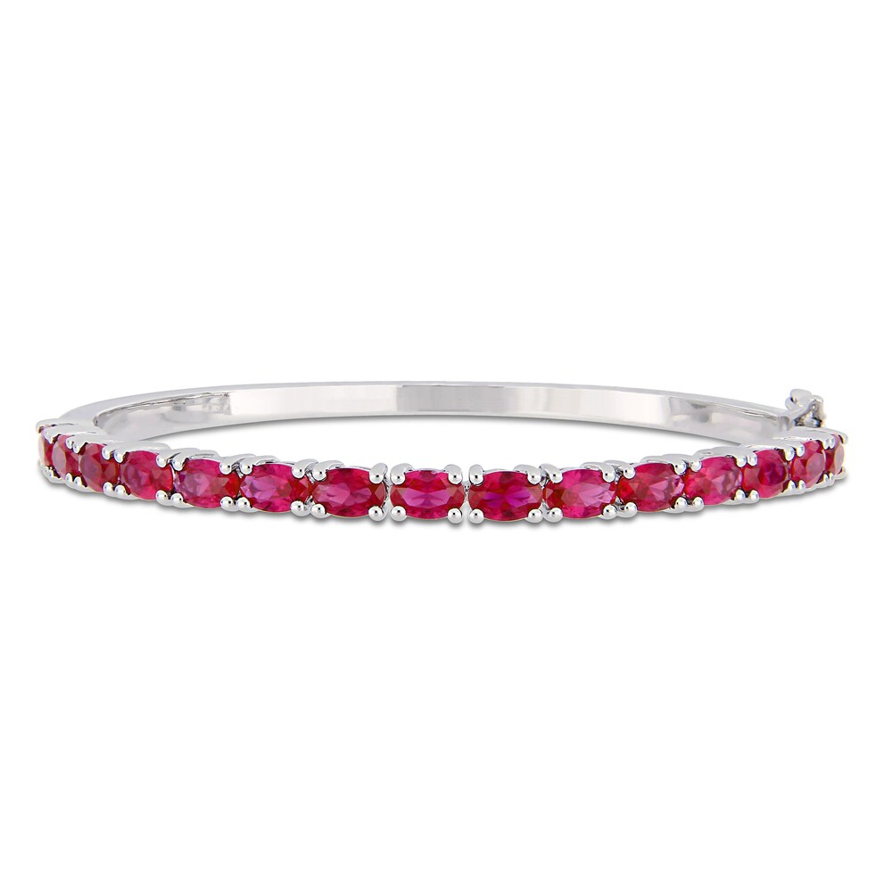 Lab-Created Ruby Oval Bracelet Round Sterling Silver WKQHgHzv