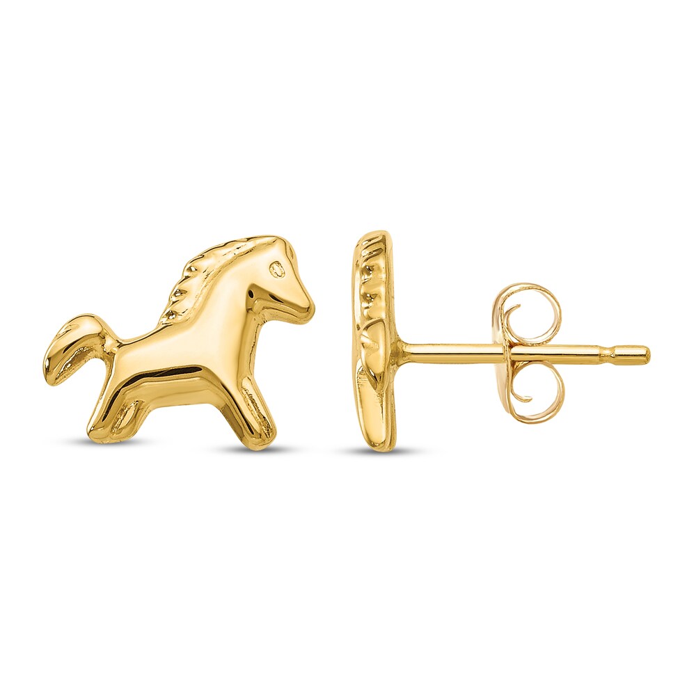 Pony Stud Earrings 14K Yellow Gold WLB1wIW6