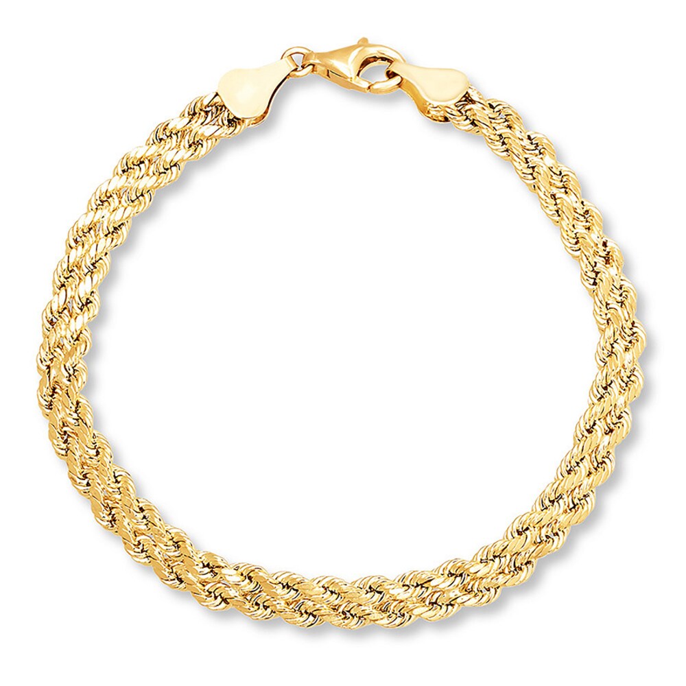 Braided Rope Bracelet 10K Yellow Gold 7.25 Length WNyYDIyw