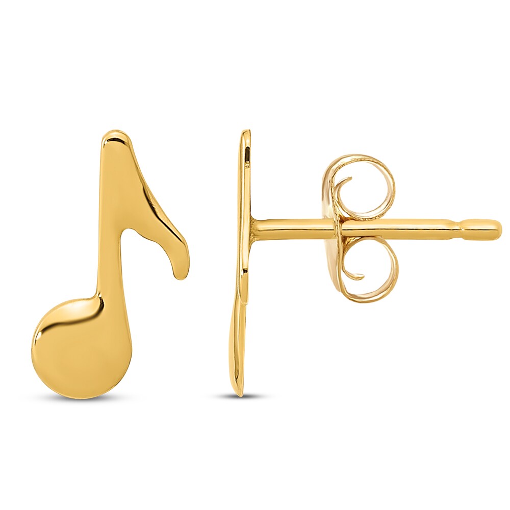 Music Note Stud Earrings 14K Yellow Gold WOqQl6Iq
