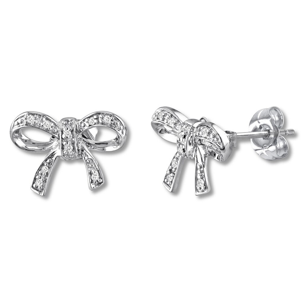 Diamond Bow Earrings 1/20 ct tw Sterling Silver WOvNVppj