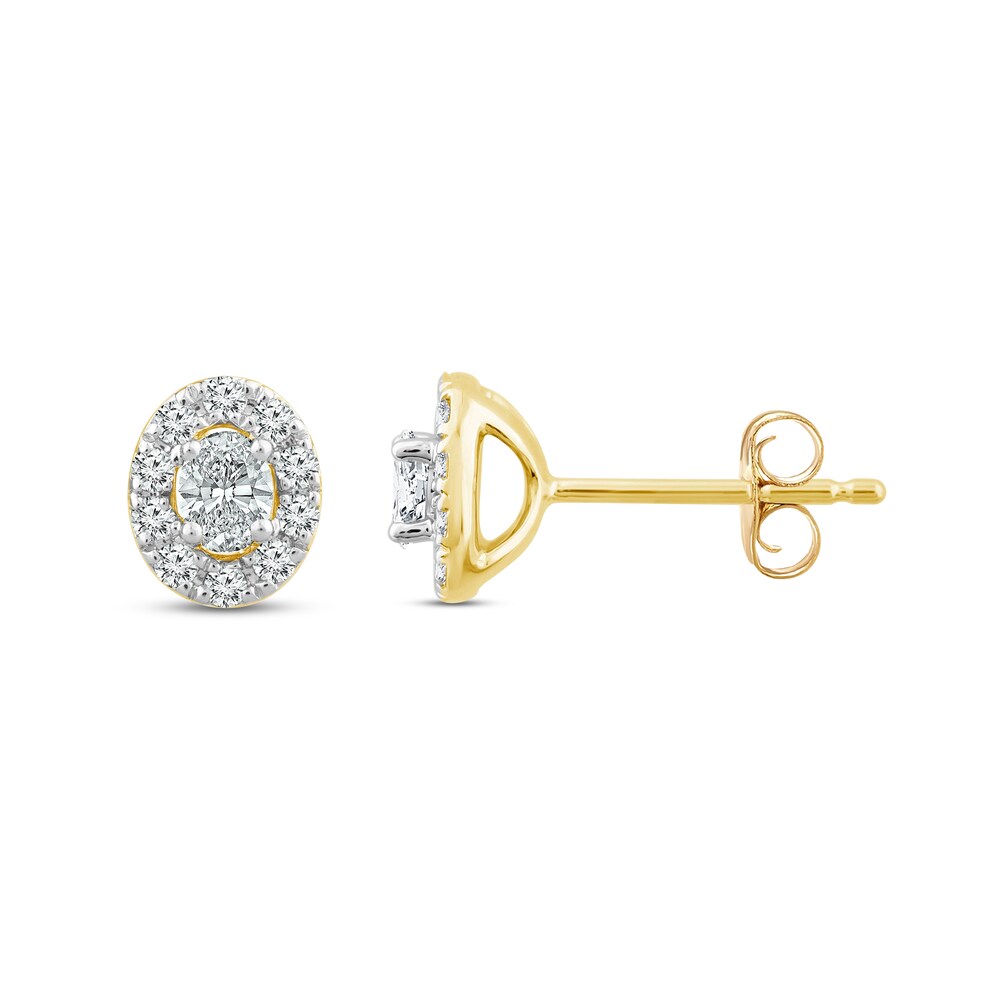 Diamond Stud Earrings 1/3 ct tw Oval/Round 10K Yellow Gold WQZTwRL6