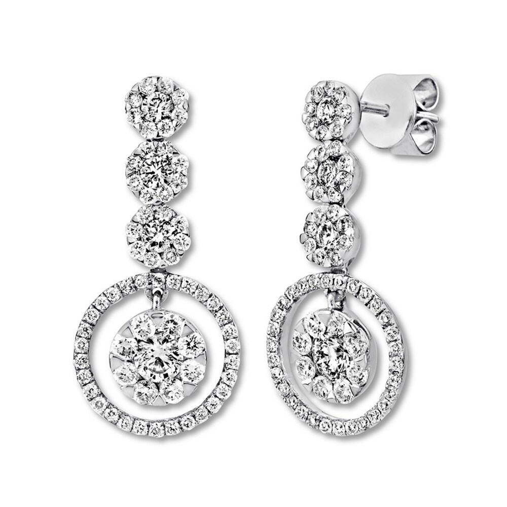Diamond Earrings 1-3/4 ct tw Round-cut 14K White Gold WQvkYKFV