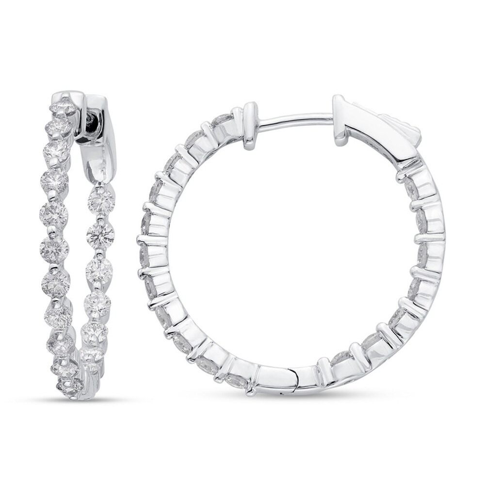 Diamond Hoop Earrings 1-1/2 ct tw Round-cut 14K White Gold WRJO40wt