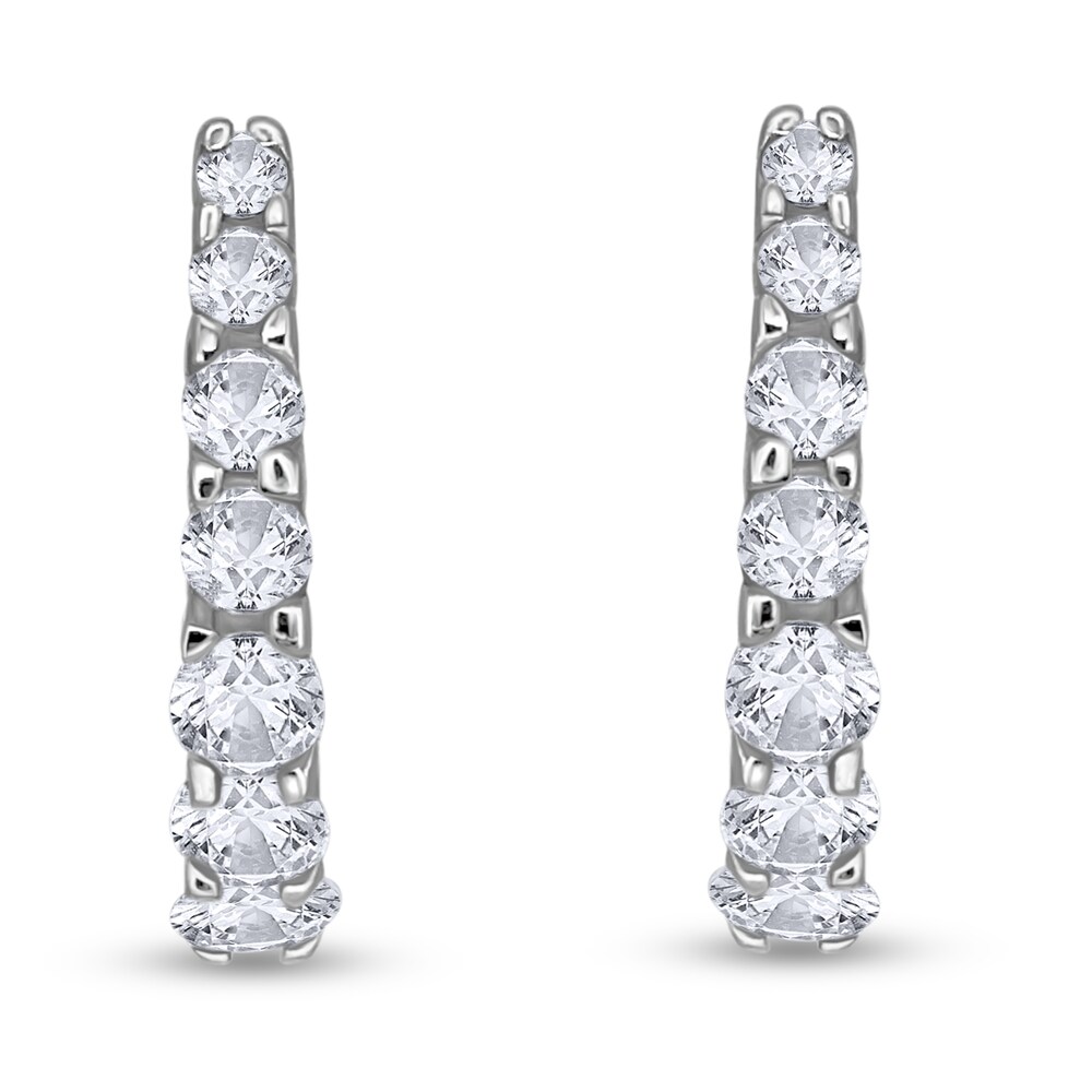 Diamond Hoop Earrings 1 ct tw Round 14K White Gold WShbdcvk