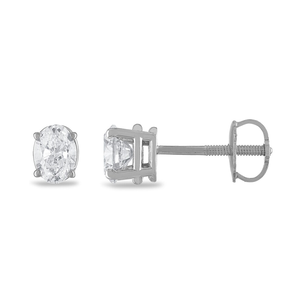 Certified Diamond Solitaire Earrings 3/4 ct tw Oval 18K White Gold (SI2/I) WW0weIPa