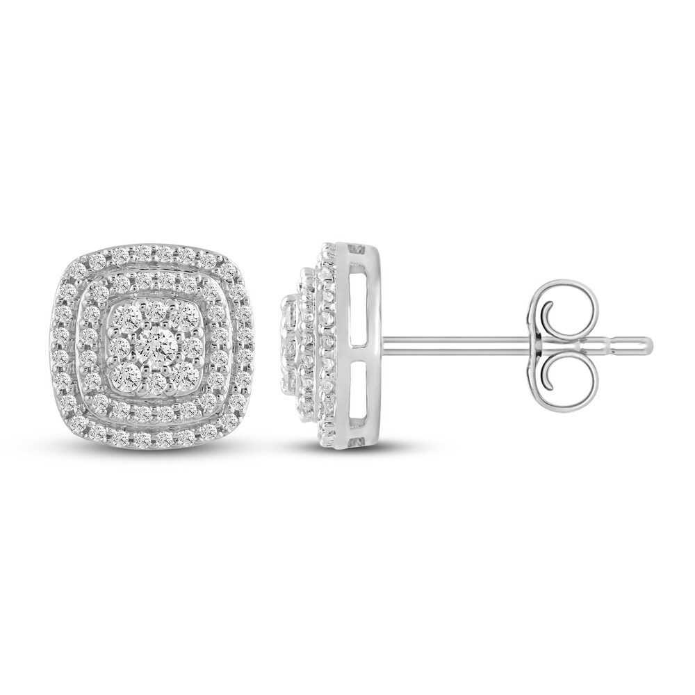 Diamond Stud Earrings 1/2 ct tw Round 10K White Gold WakpamXw