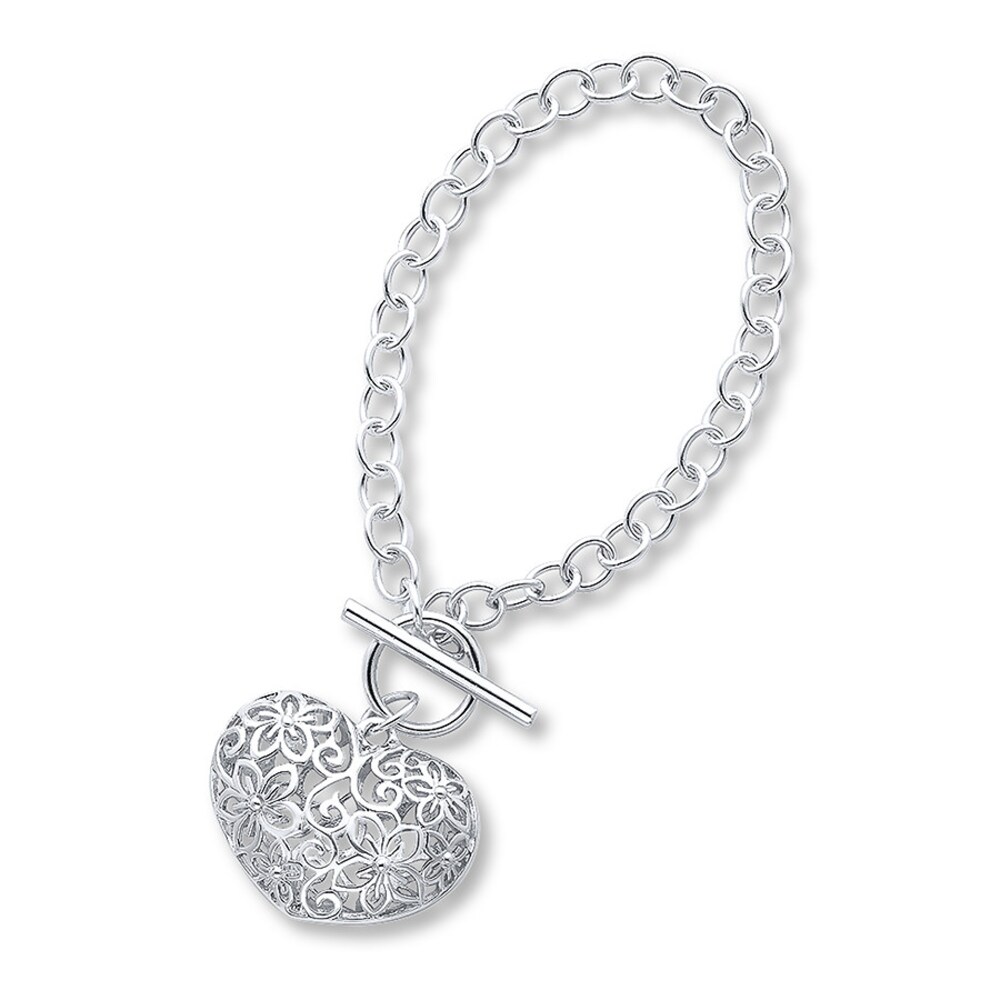 Filigree Heart Bracelet Sterling Silver 7.75 Length WbWtTe3h
