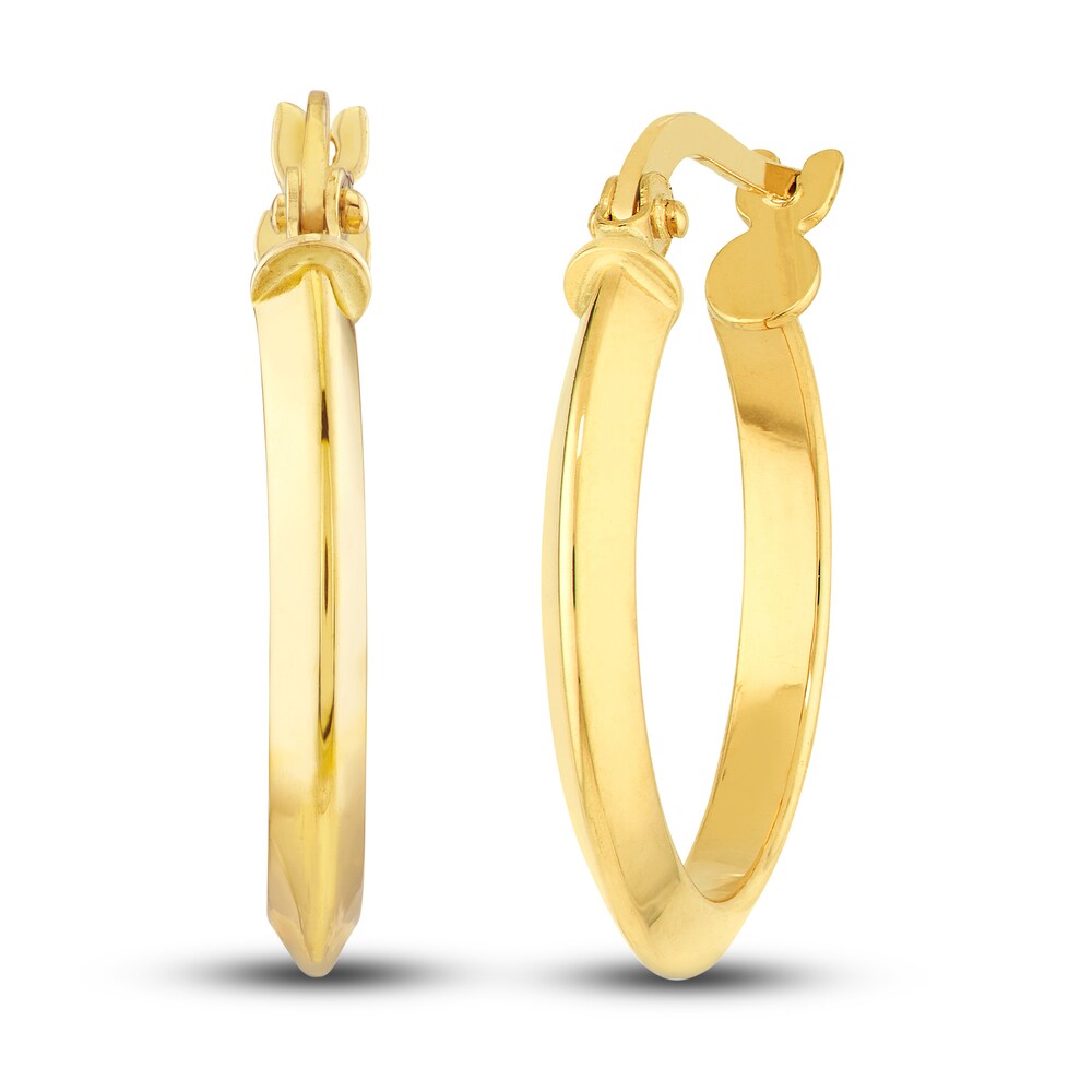 Polished Knife Edge Hoop Earrings 14K Yellow Gold 20mm WeJnGdfB