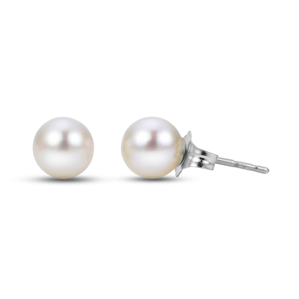 Cultured Akoya Pearl Stud Earrings 18K White Gold WhZ7QeZ5