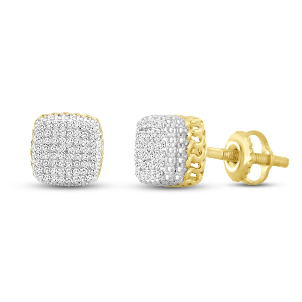 Men's Diamond Stud Earrings 1/4 ct tw Round 10K Yellow Gold/Rhodium WkSQZlYF