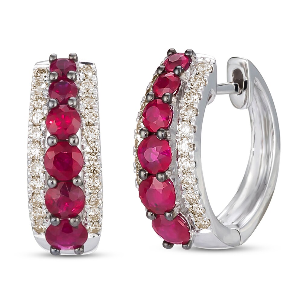 Le Vian Natural Ruby Hoop Earrings 3/8 ct tw Diamonds 14K Vanilla Gold WnbKrSNA