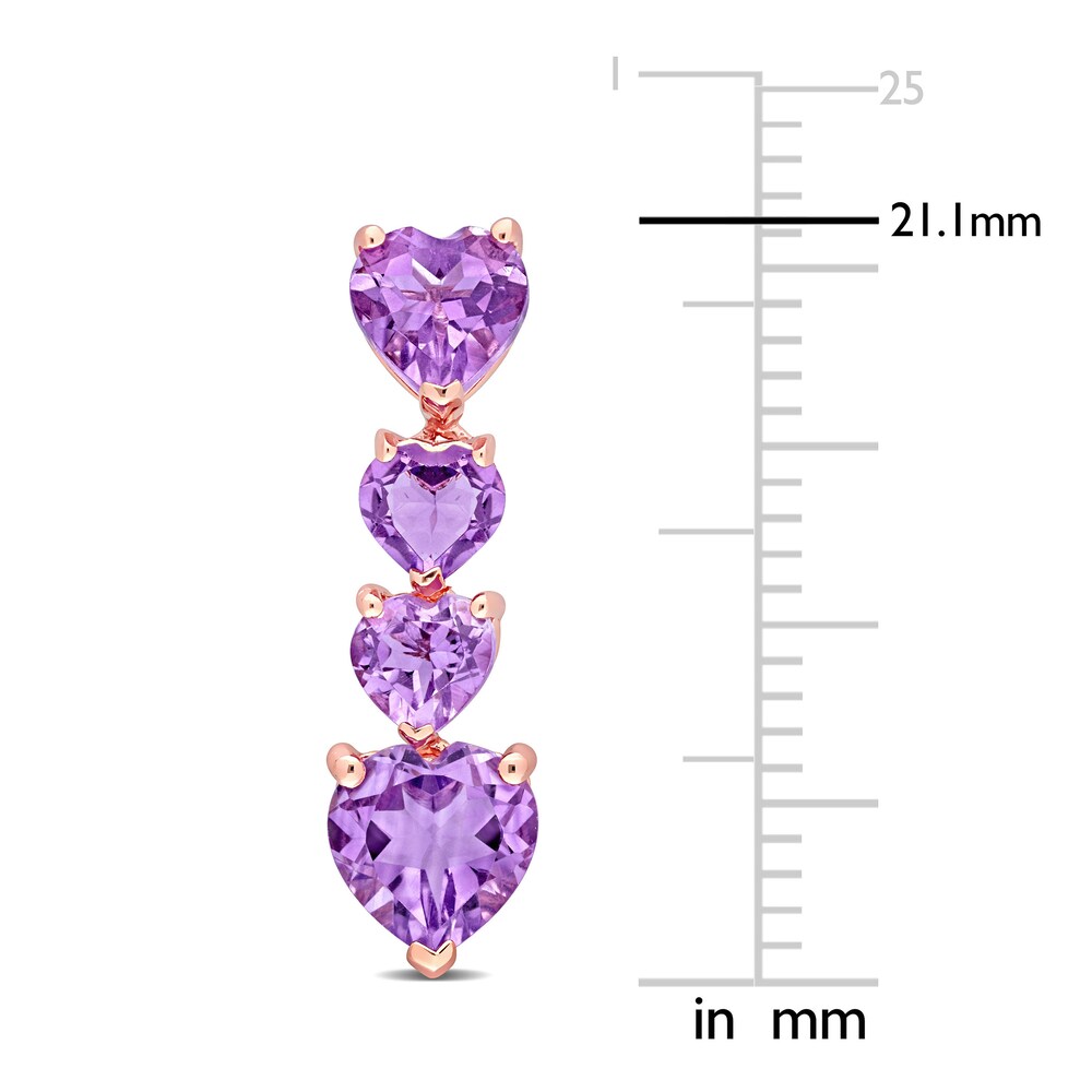 Natural Amethyst Heart Drop Earrings 10K Rose Gold WoZ4NBi2