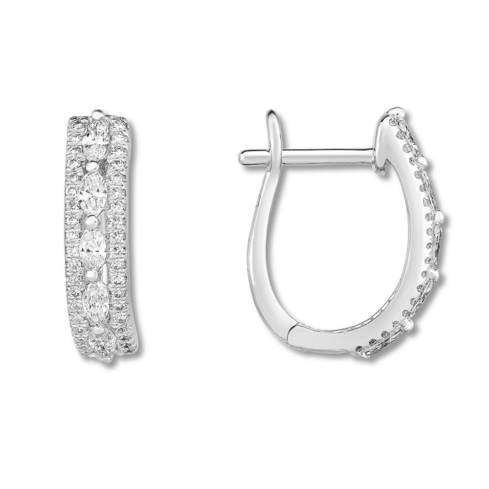 Diamond Hoop Earrings 5/8 ct tw Marquise/Round 14K White Gold WpzH7rgp