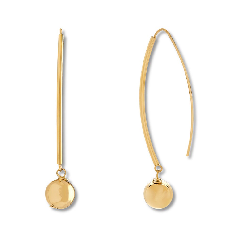 Drop Bead Earrings 14K Yellow Gold WqPjN254