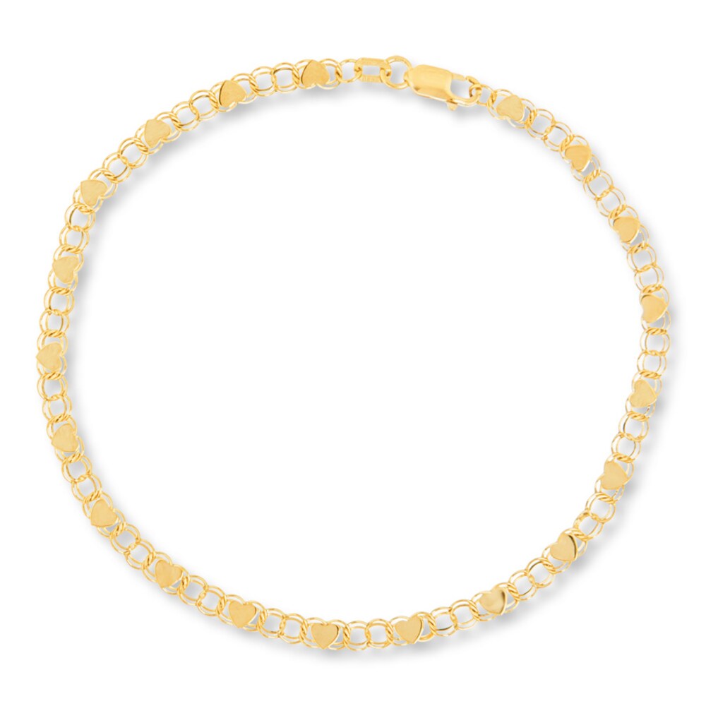Heart Link Bracelet 14K Yellow Gold 7.25" Length Ws50HJY9