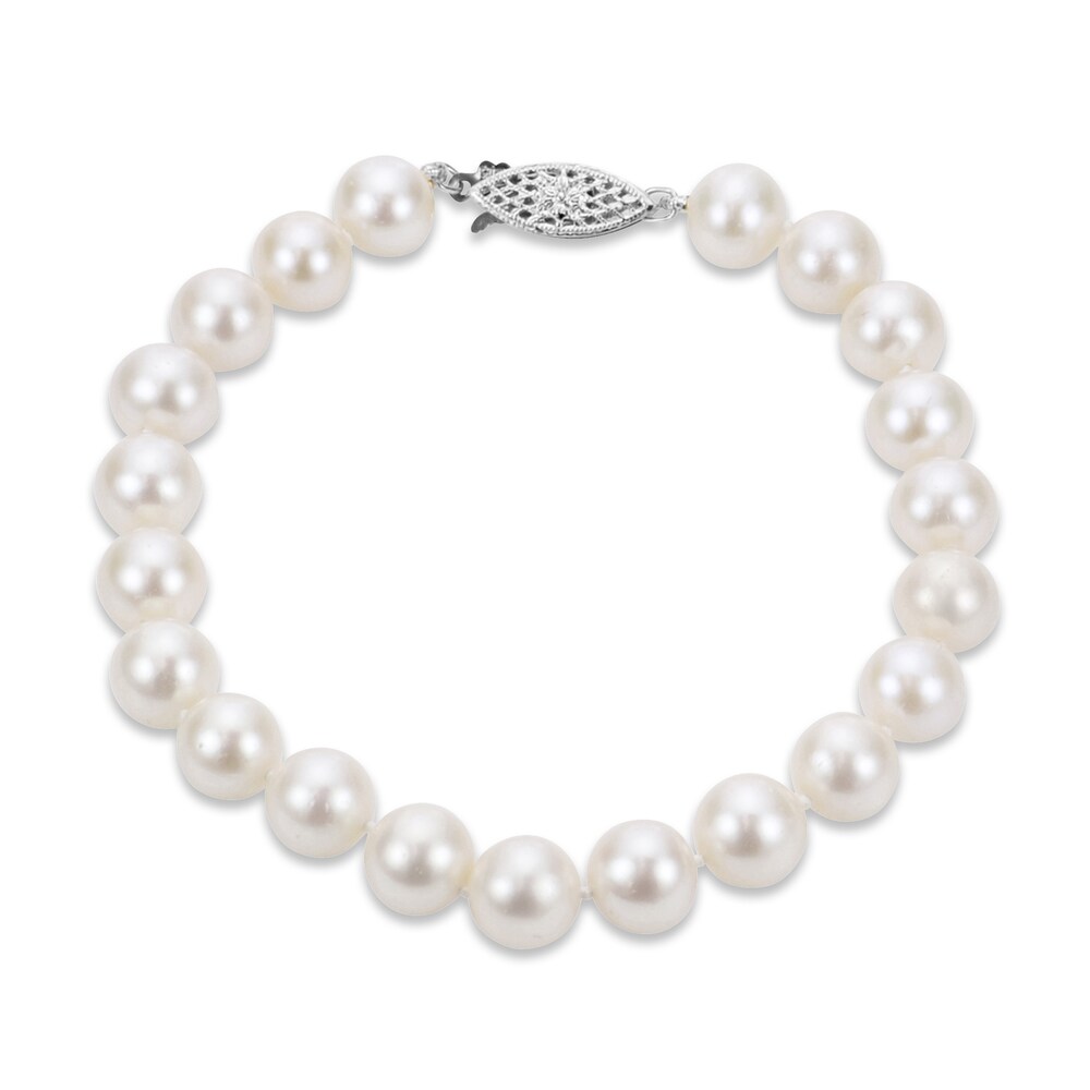 Cultured Akoya Pearl Bracelet 14K White Gold 8" WyZH9JpM